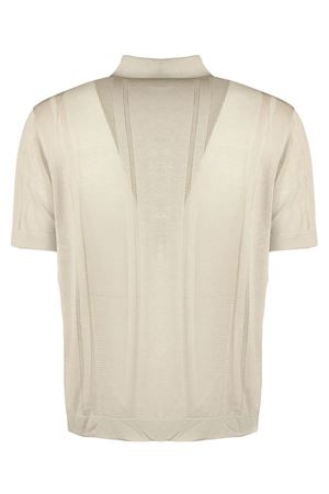 Beige silk and cotton blend polo shirt PAOLO PECORA | A033F2001420